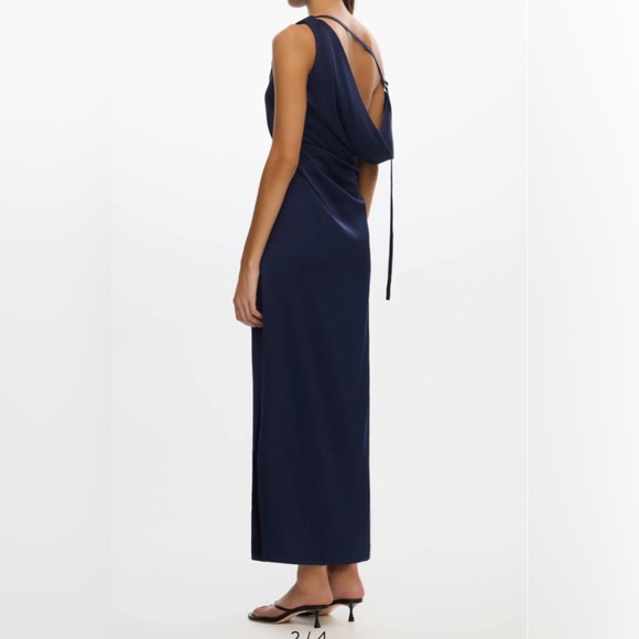 Significant Other Dresses & Skirts - Significant Other Allyssa Pleated One Shoulder Navy Blue Gown, Size 4